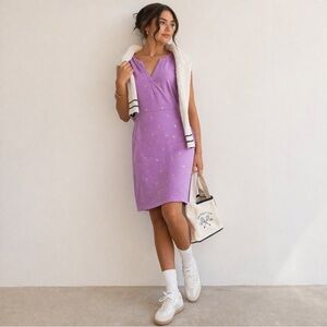 Boden Vanessa Flamingo Jersey Sheath Dress Purple Size 4 Summer Travel